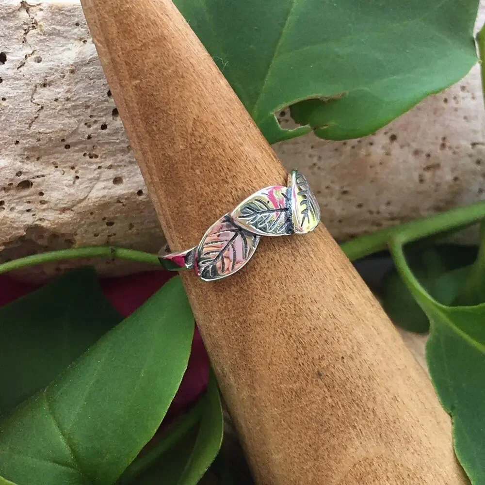 Leaves Sterling Silver Toe Ring, Leaf Toe Ring